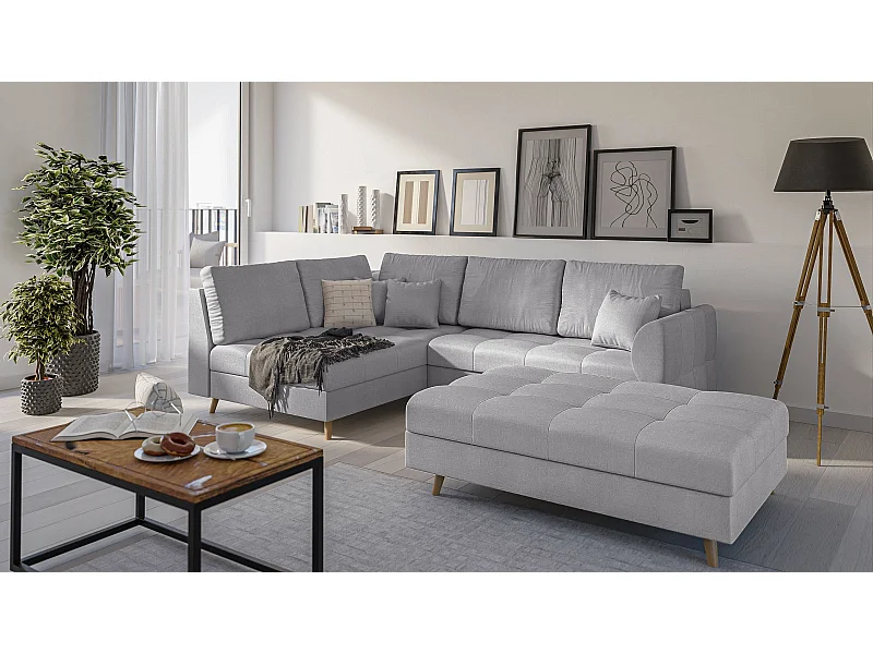 Skandinavisches Ecksofa Sophia mit Hocker