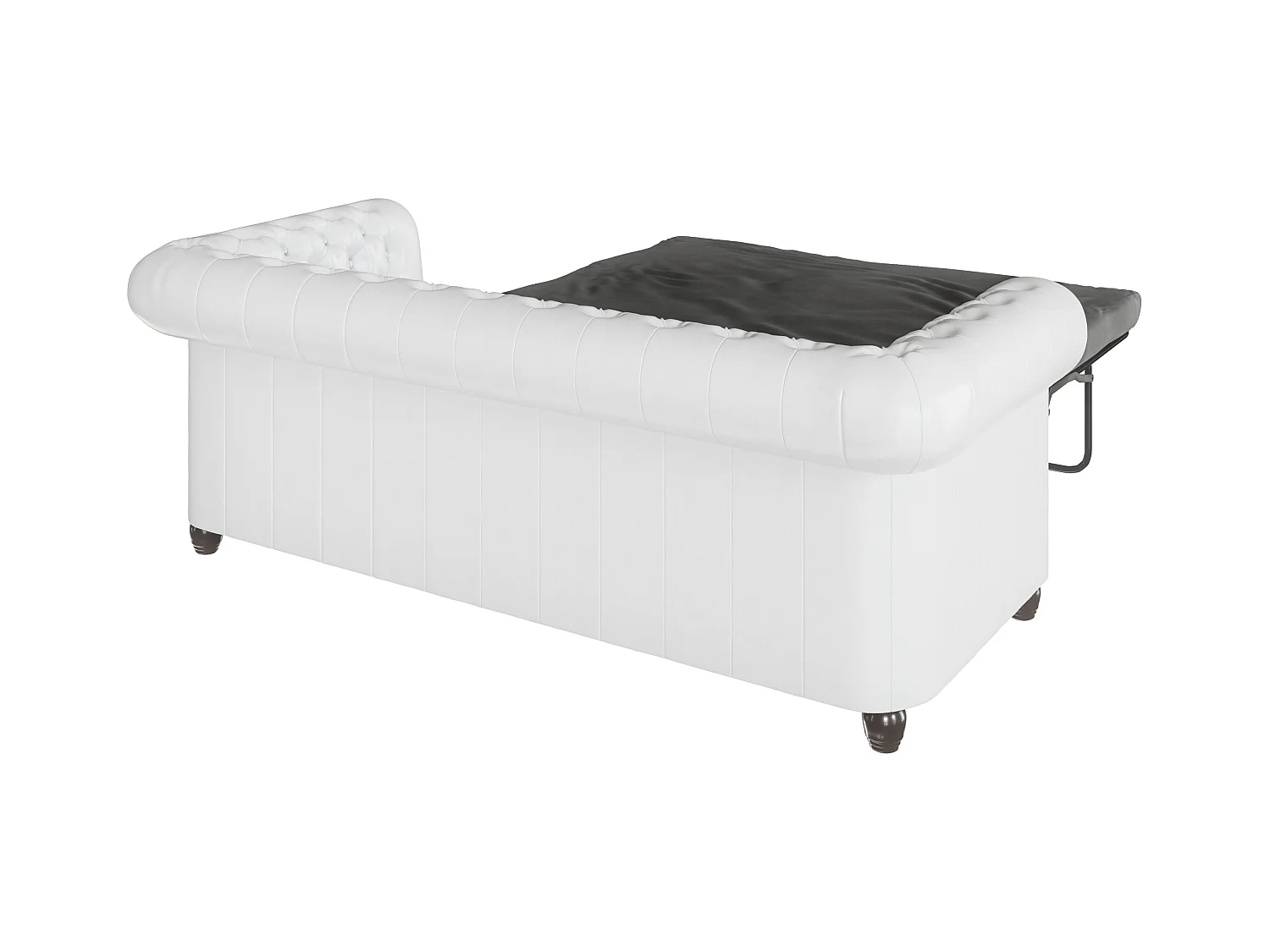 Chesterfield Sofa 3 sitzer mit Schlaffunktion aus veganem Leder mit Holzbeinen - Rex