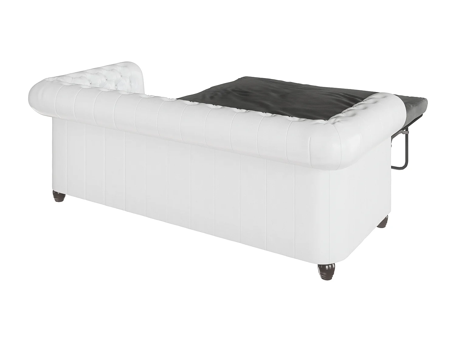 Chesterfield Sofa 3 sitzer mit Schlaffunktion aus veganem Leder mit Holzbeinen - Rex