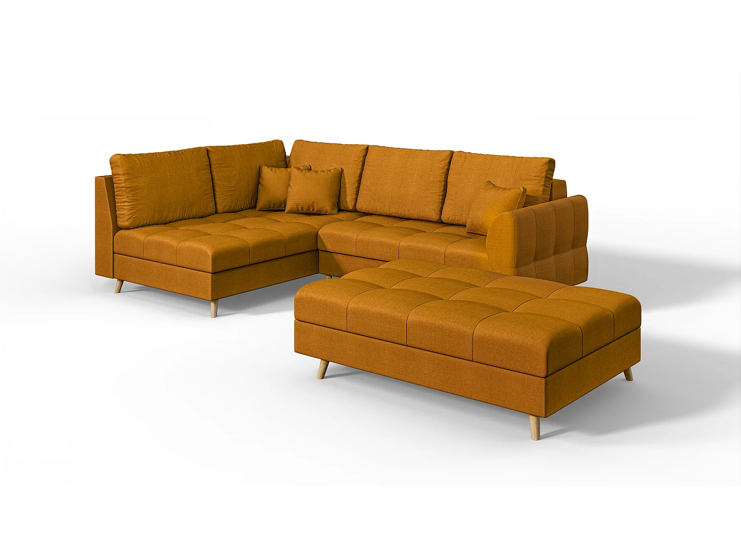 Skandinavisches Ecksofa Sophia mit Hocker