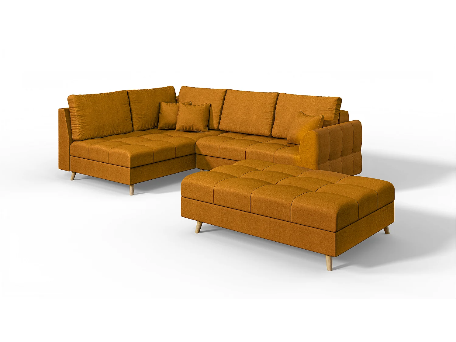 Skandinavisches Ecksofa Sophia mit Hocker