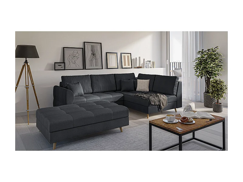 Skandinavisches Ecksofa Sophia mit Hocker