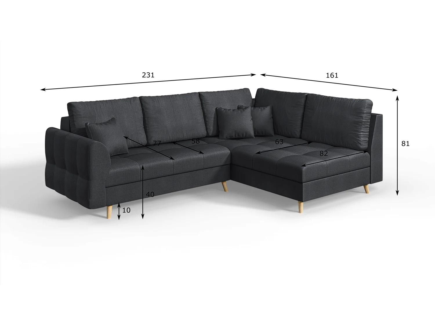 Skandinavisches Ecksofa Sophia mit Hocker