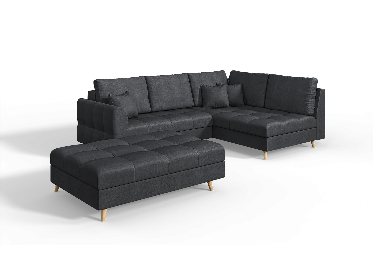 Skandinavisches Ecksofa Sophia mit Hocker