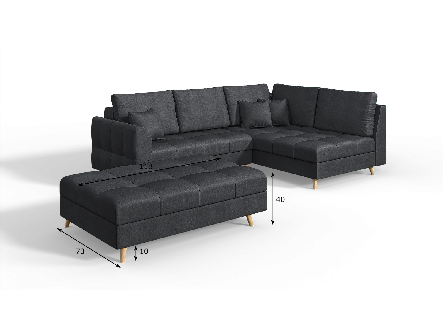 Skandinavisches Ecksofa Sophia mit Hocker