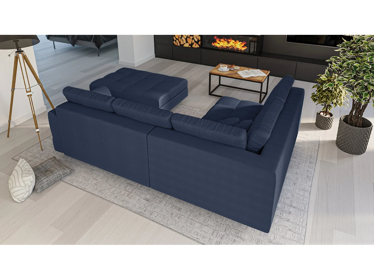 Skandinavisches Ecksofa Sophia mit Hocker