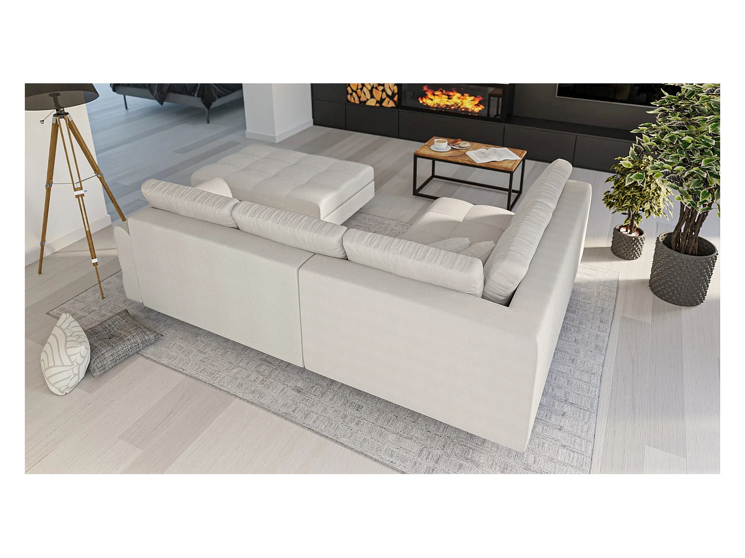 Skandinavisches Ecksofa Sophia mit Hocker