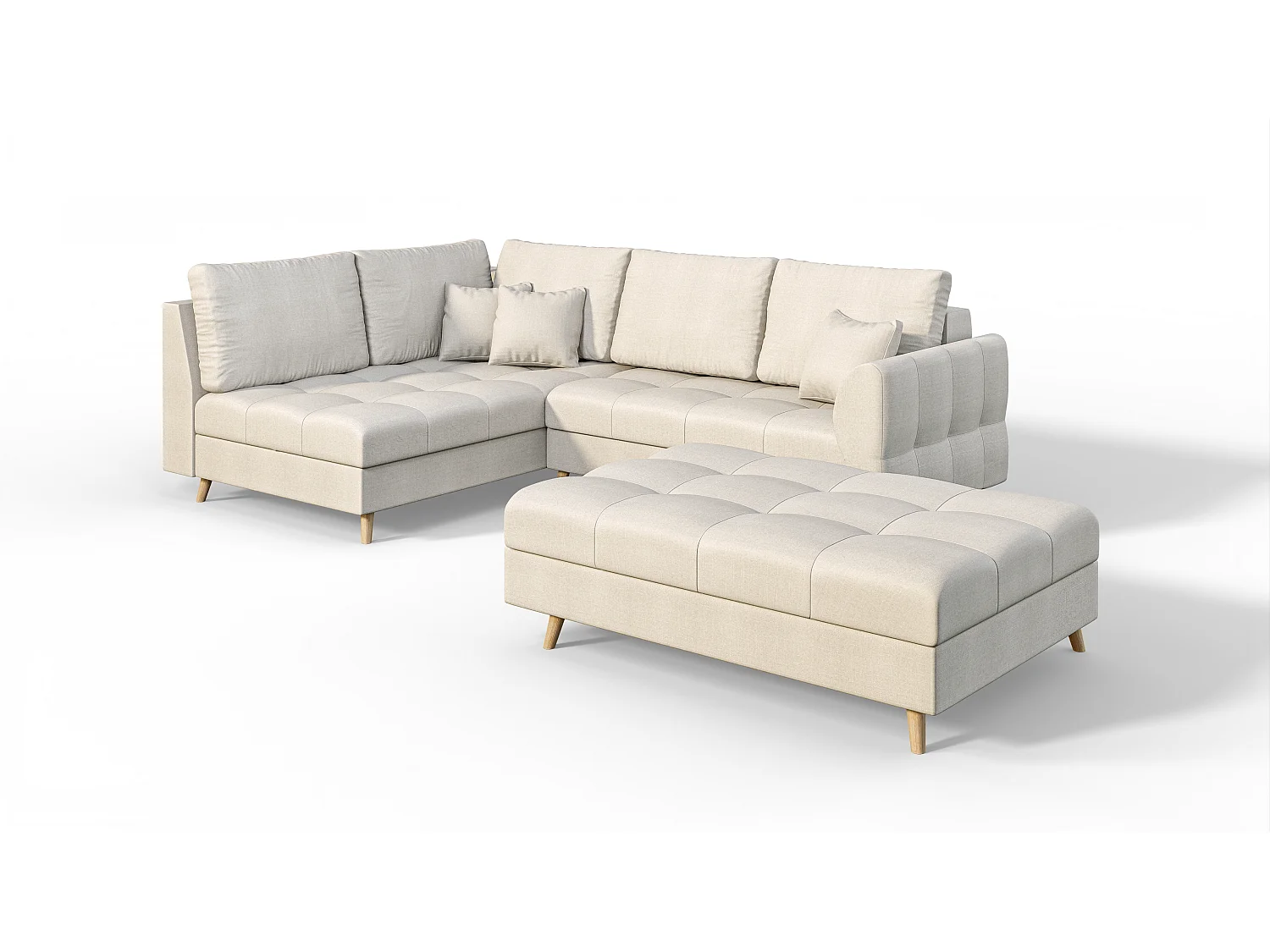 Skandinavisches Ecksofa Sophia mit Hocker