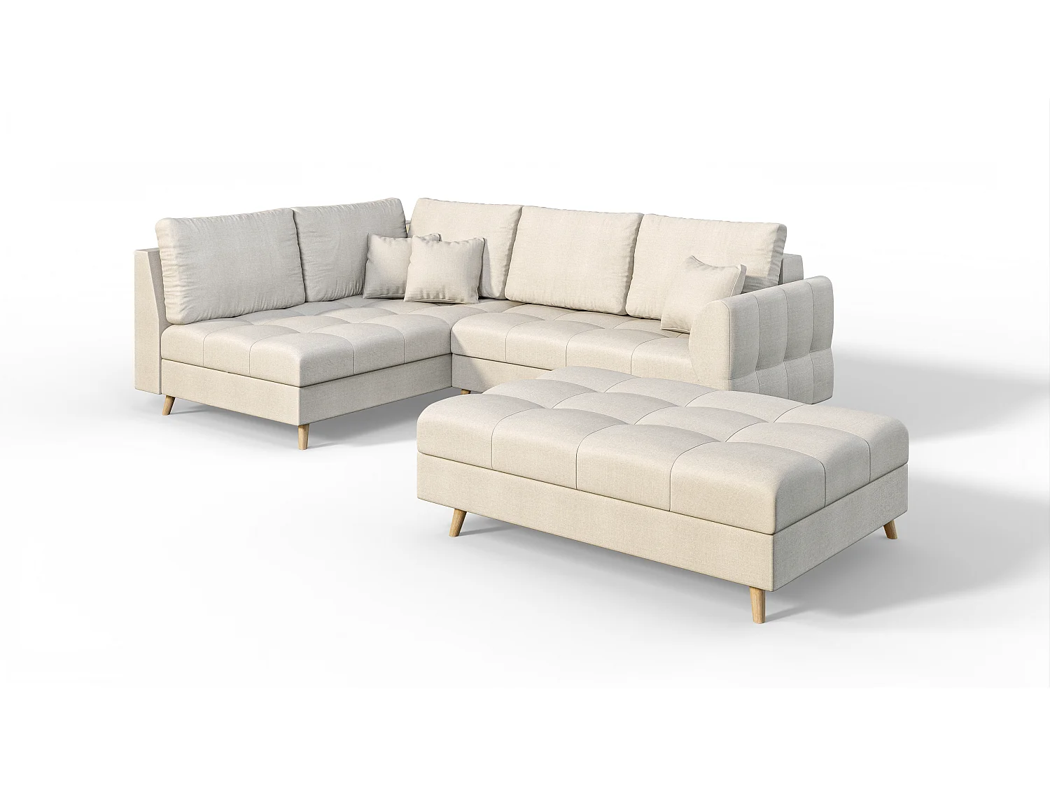 Skandinavisches Ecksofa Sophia mit Hocker