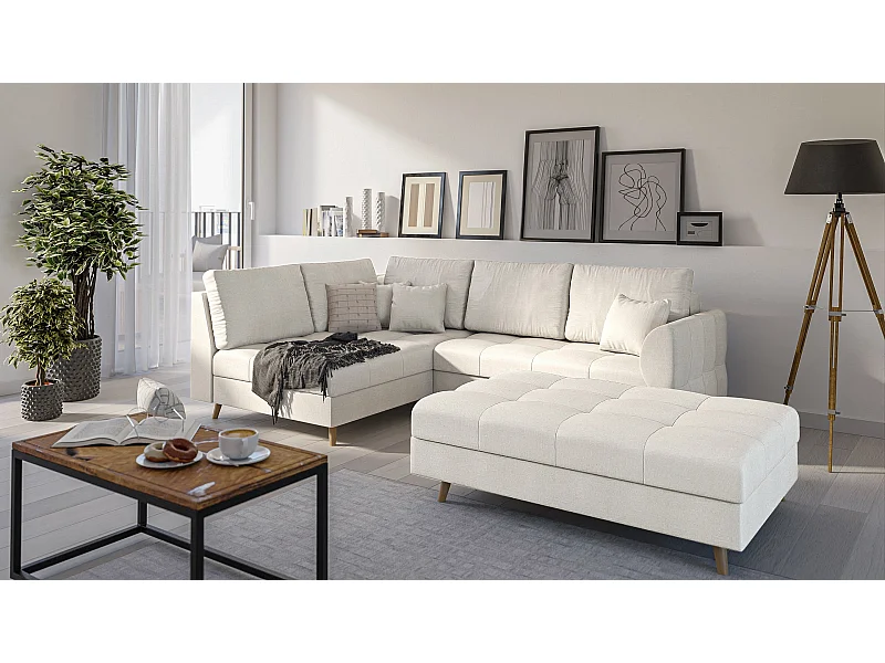 Skandinavisches Ecksofa Sophia mit Hocker
