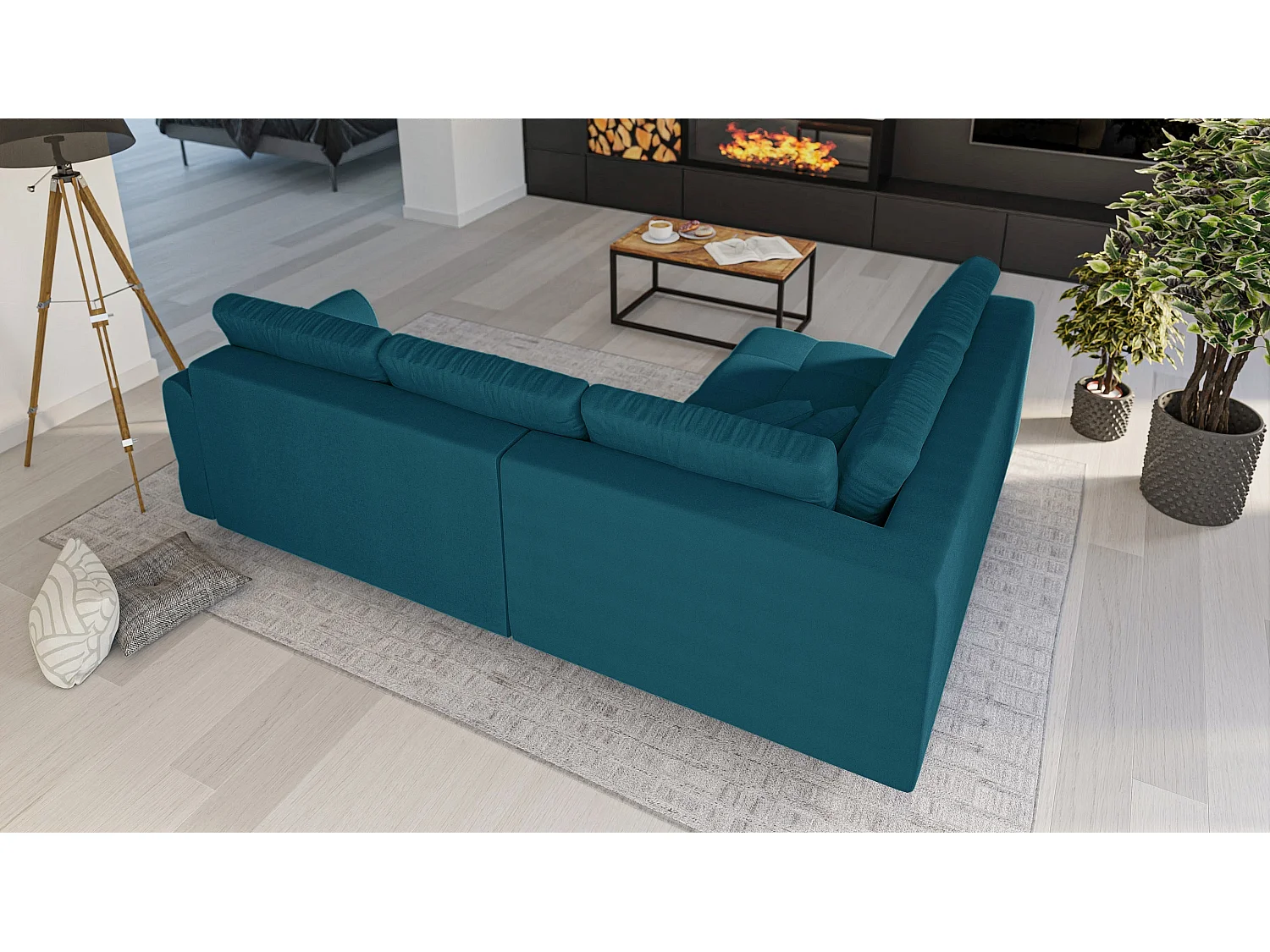 Skandinavisches Ecksofa Sophia mit Hocker