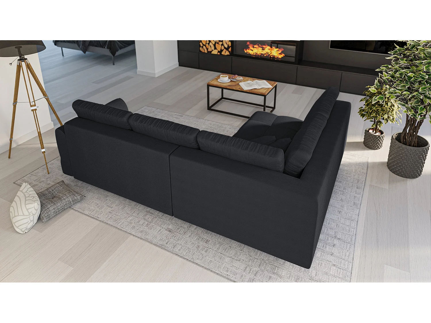 Skandinavisches Ecksofa Sophia mit Hocker