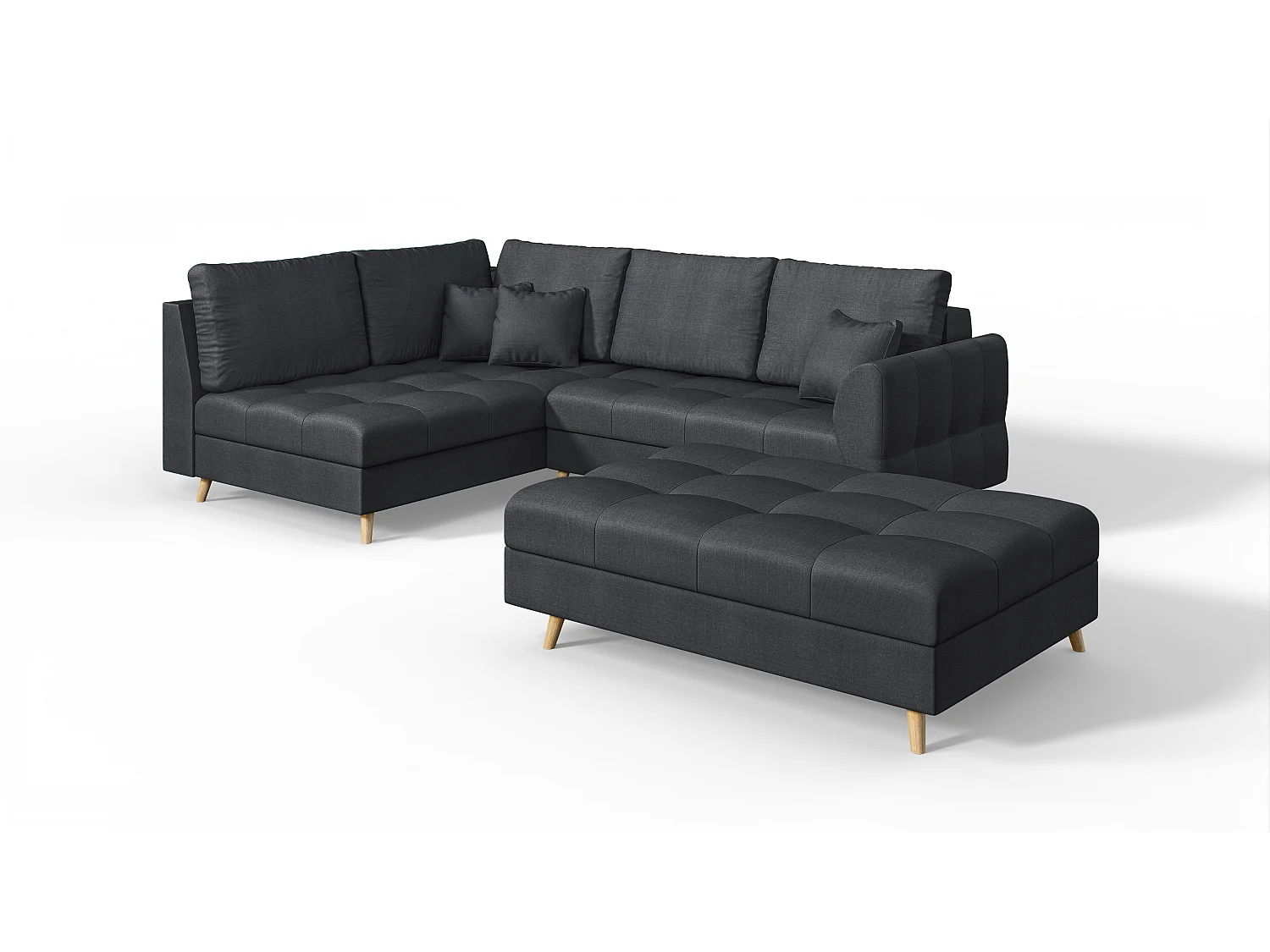 Skandinavisches Ecksofa Sophia mit Hocker