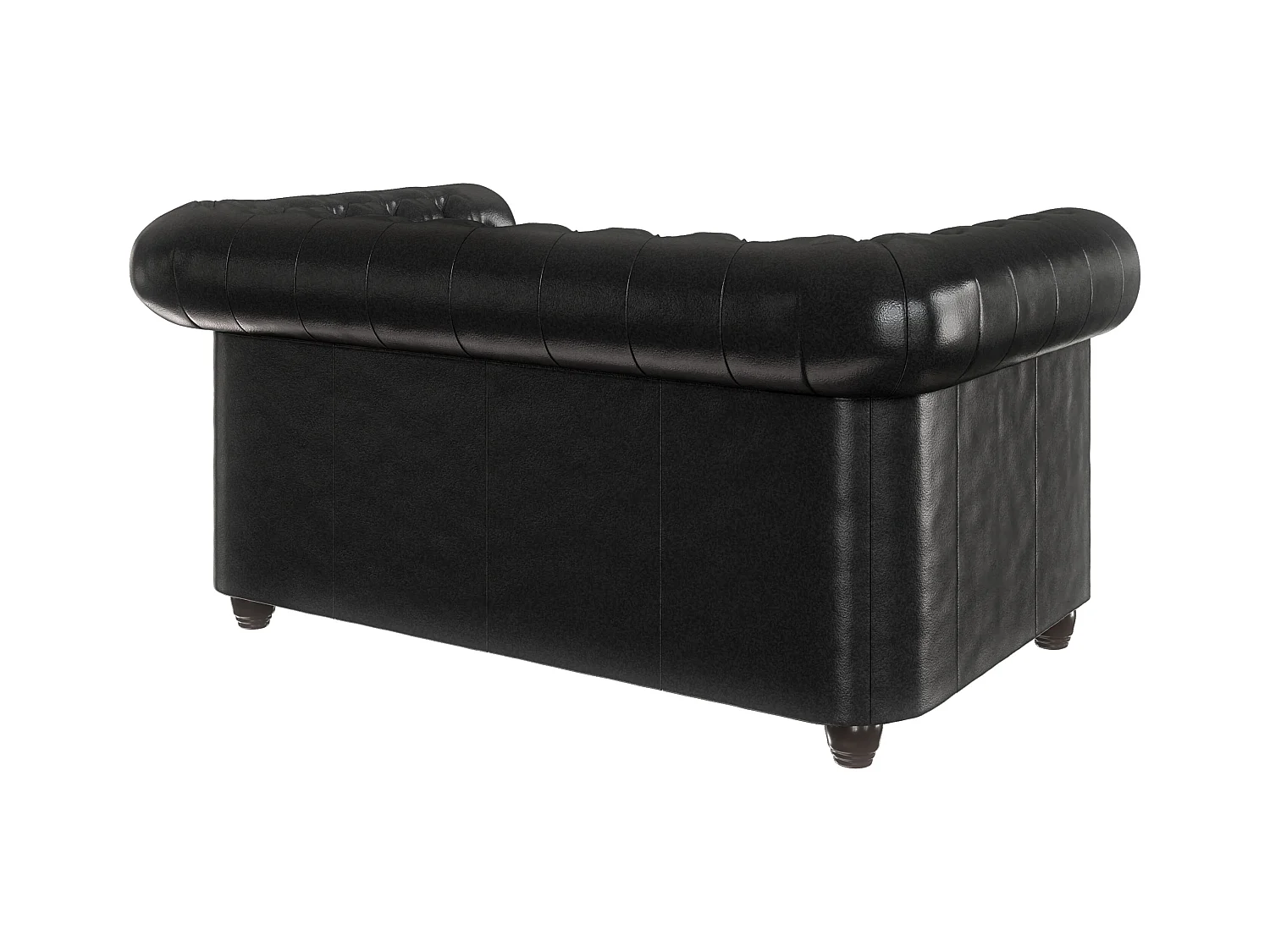 Chesterfield Sofa 2 sitzer aus veganem Leder mit Holzbeinen - Rex