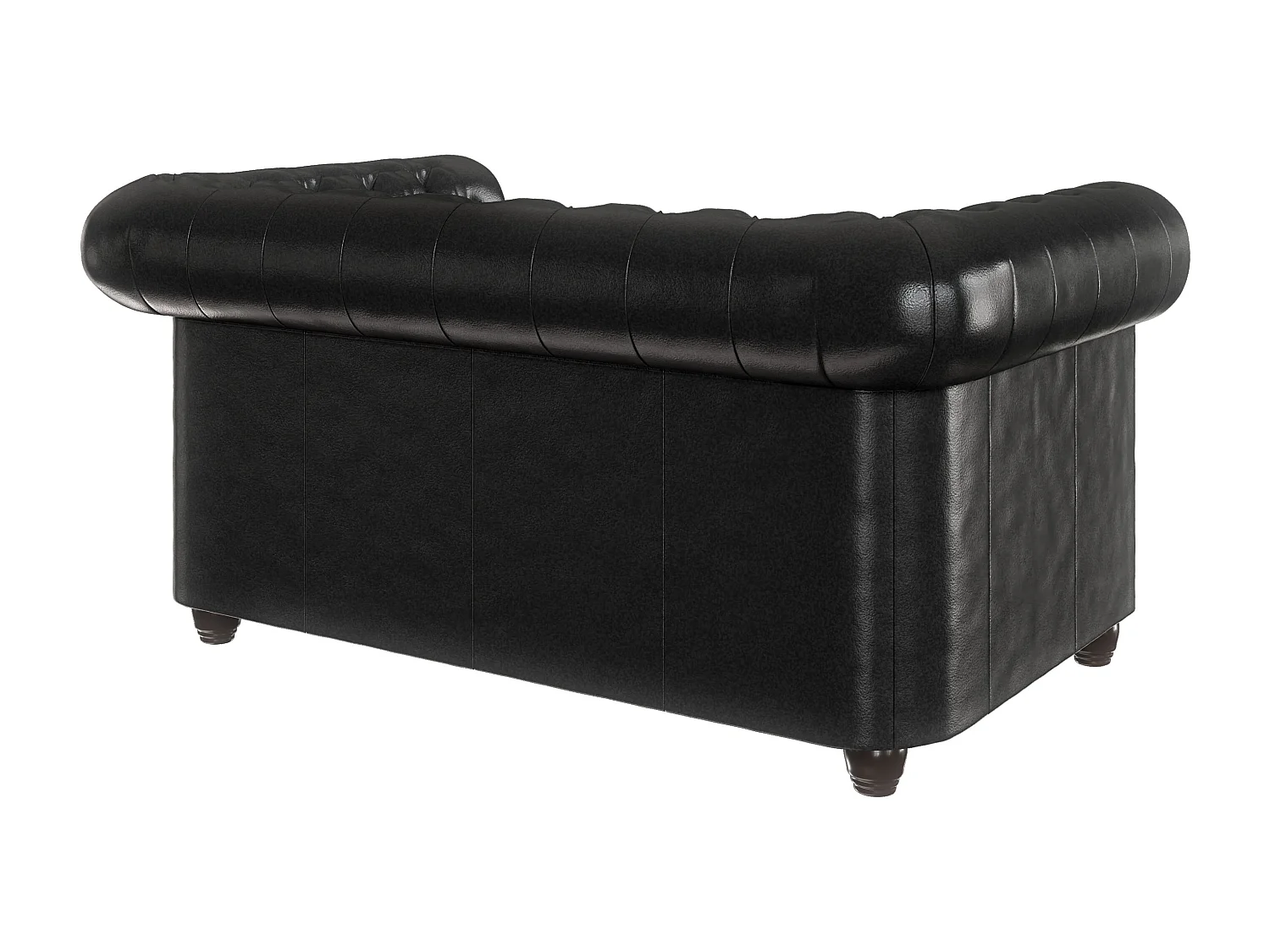 Chesterfield Sofa 2 sitzer aus veganem Leder mit Holzbeinen - Rex