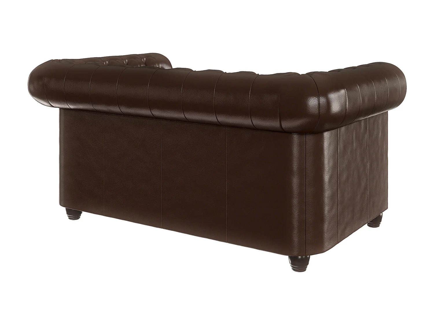 Chesterfield Sofa 2 sitzer aus veganem Leder mit Holzbeinen - Rex