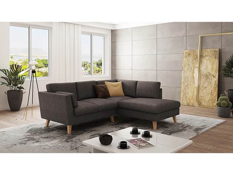 Canapé d’angle avec pieds en bois de style scandinave Tristan