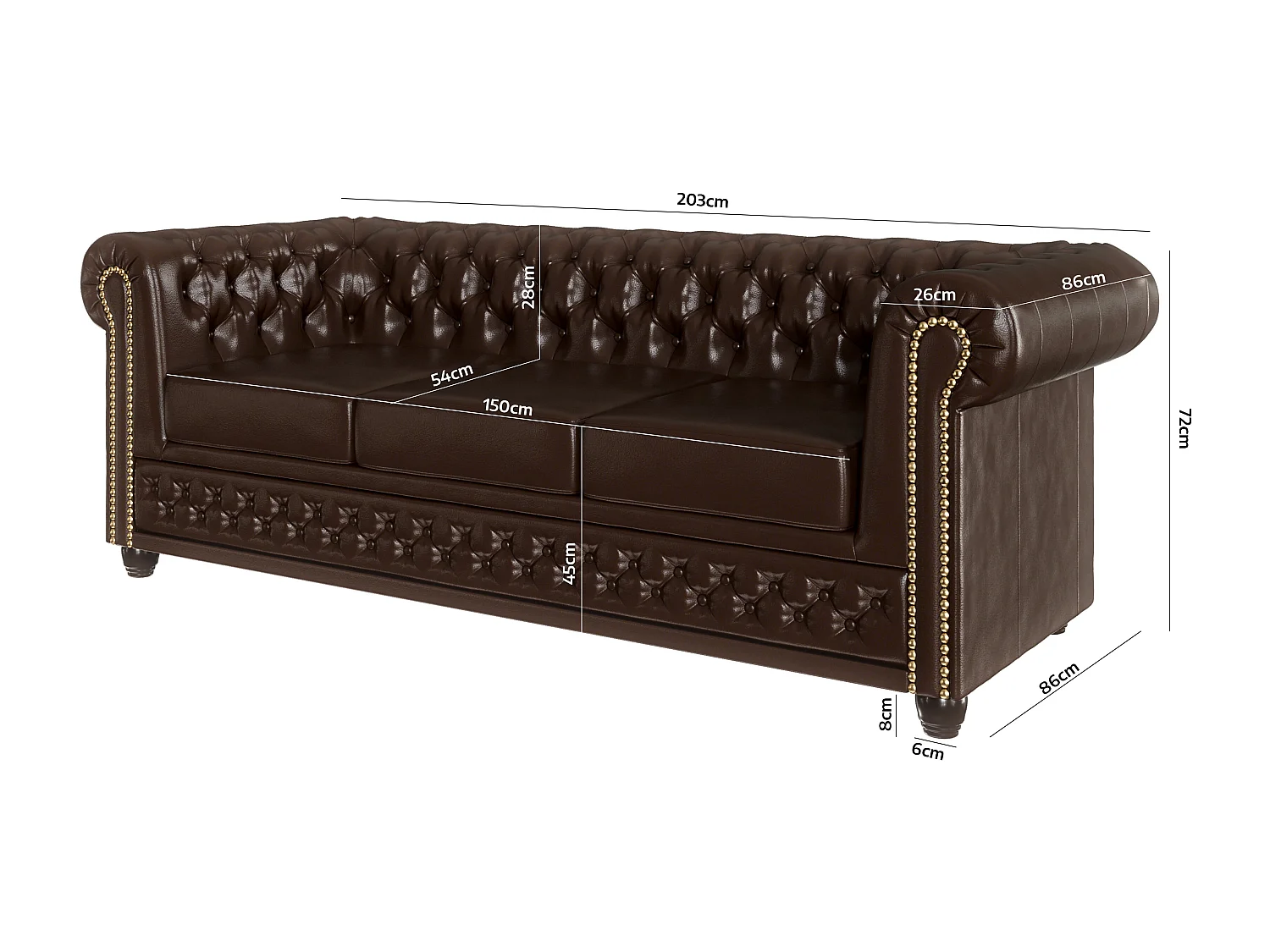 Rex 3-Sitzer Chesterfield Sofa