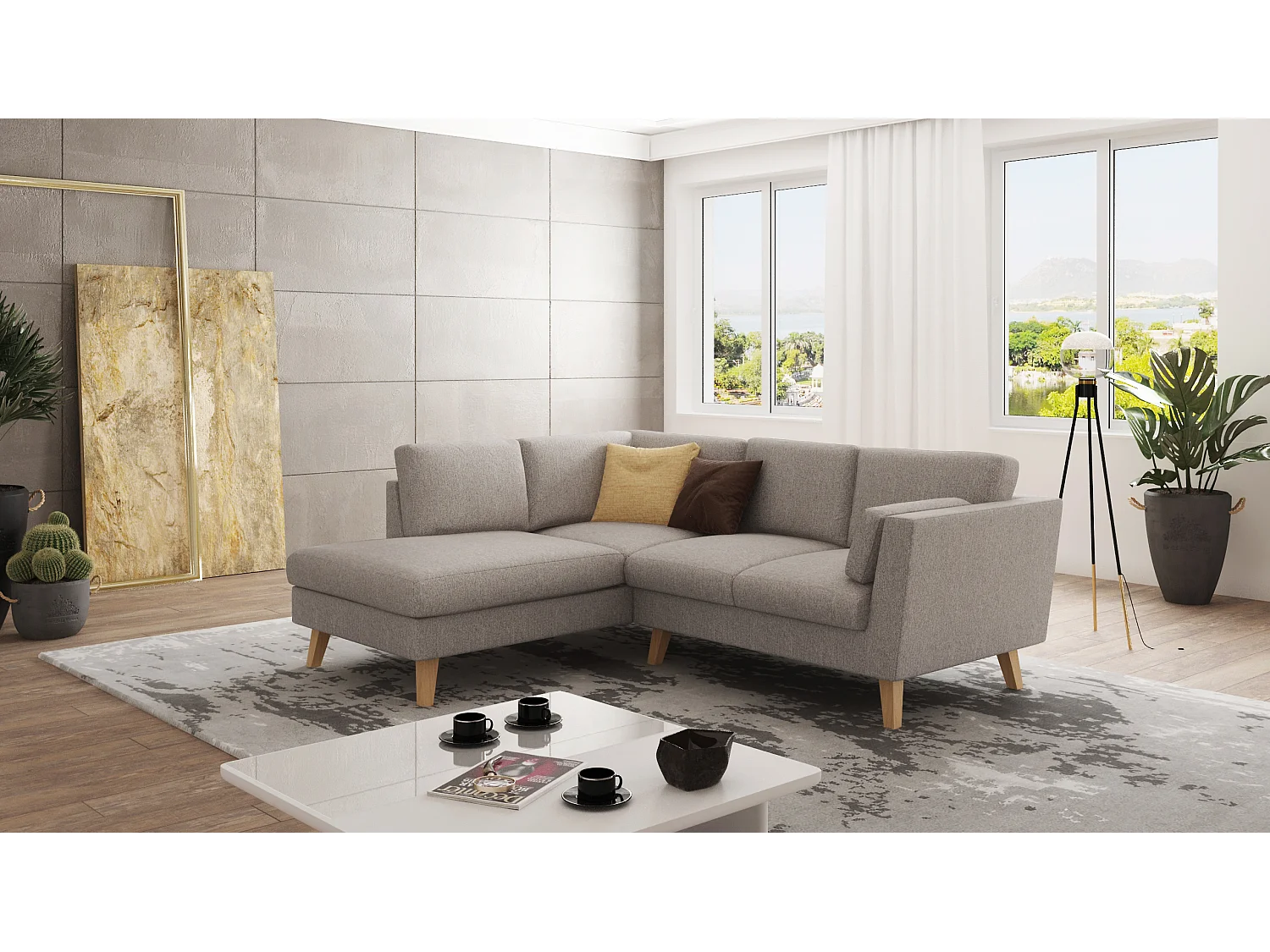 Ecksofa mit Holzbeinen im skandinavischen Stil Tristan