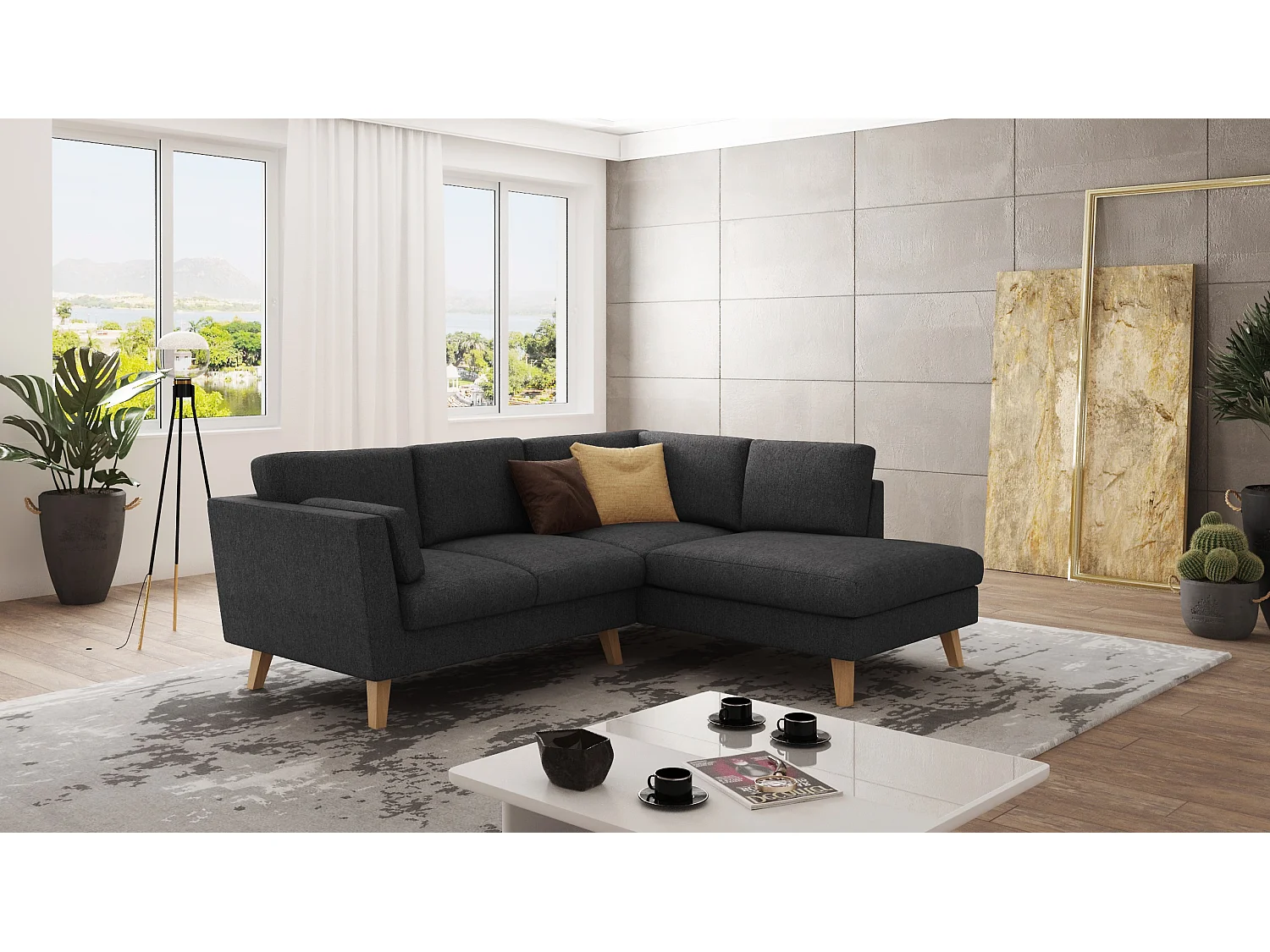 Ecksofa mit Holzbeinen im skandinavischen Stil Tristan