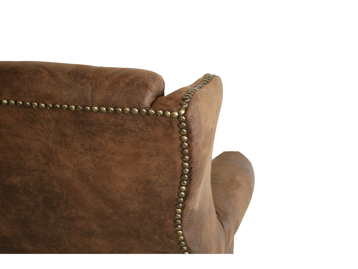 Chesterfield Ohrensessel Nora mit Steppung und Holzbeinen aus Luxusmicrofaser Vintageoptik