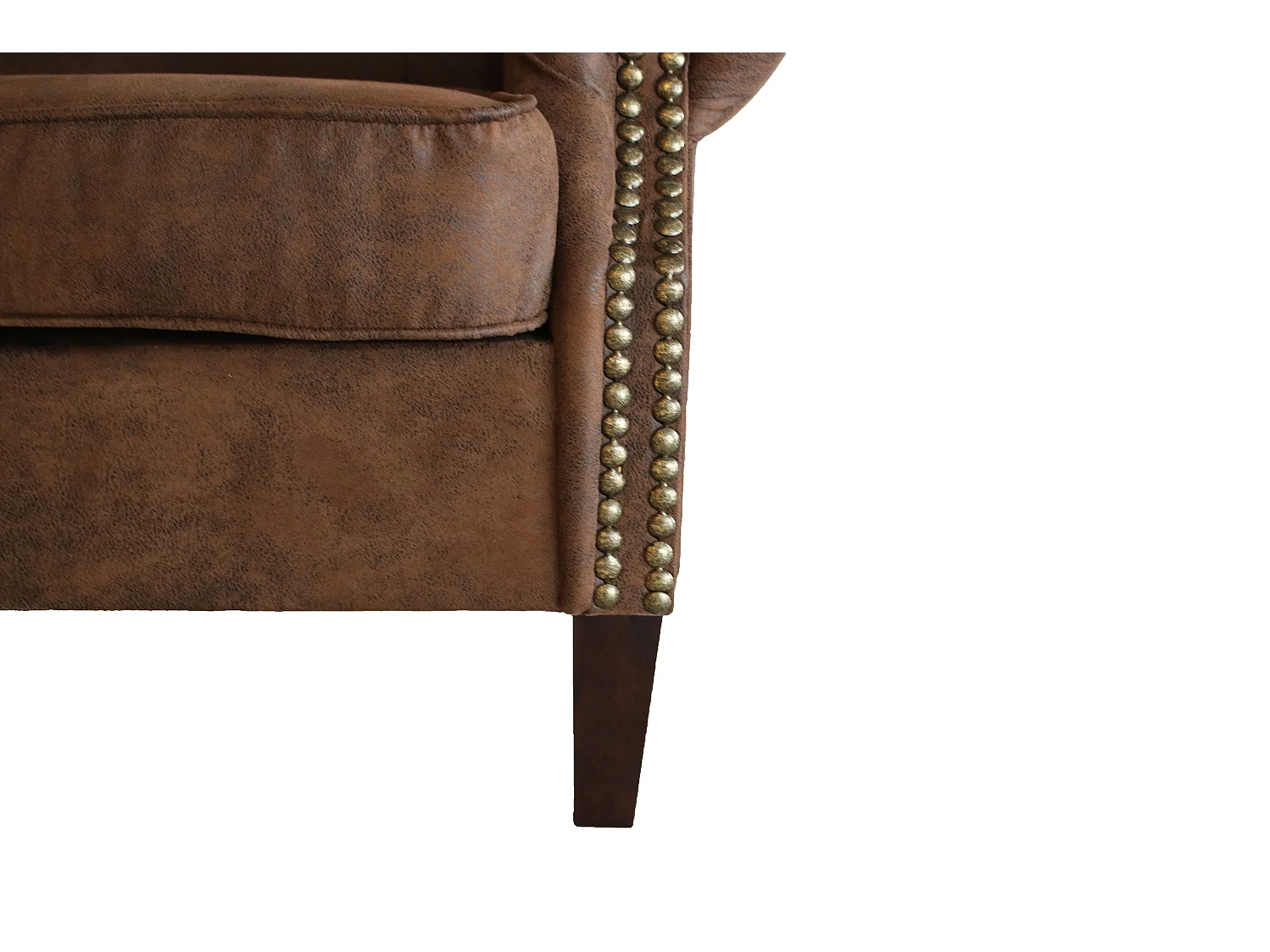 Chesterfield Ohrensessel Nora mit Steppung und Holzbeinen aus Luxusmicrofaser Vintageoptik