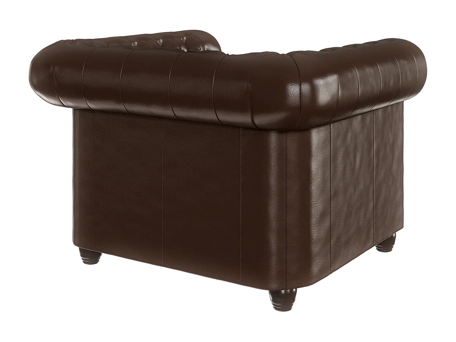 Chesterfield Sessel aus veganem Leder mit Holzbeinen - Rex