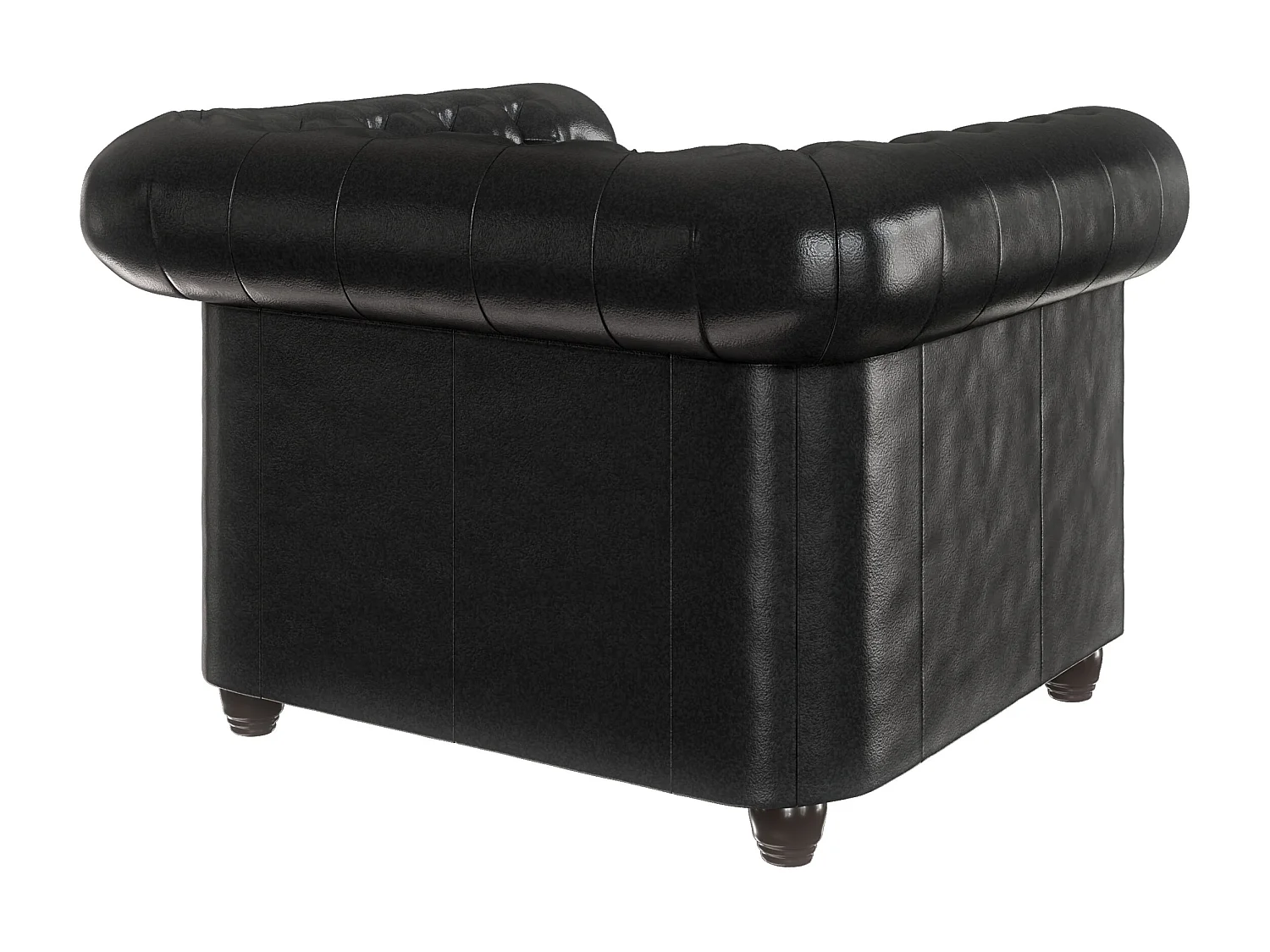 Chesterfield Sessel aus veganem Leder mit Holzbeinen - Rex