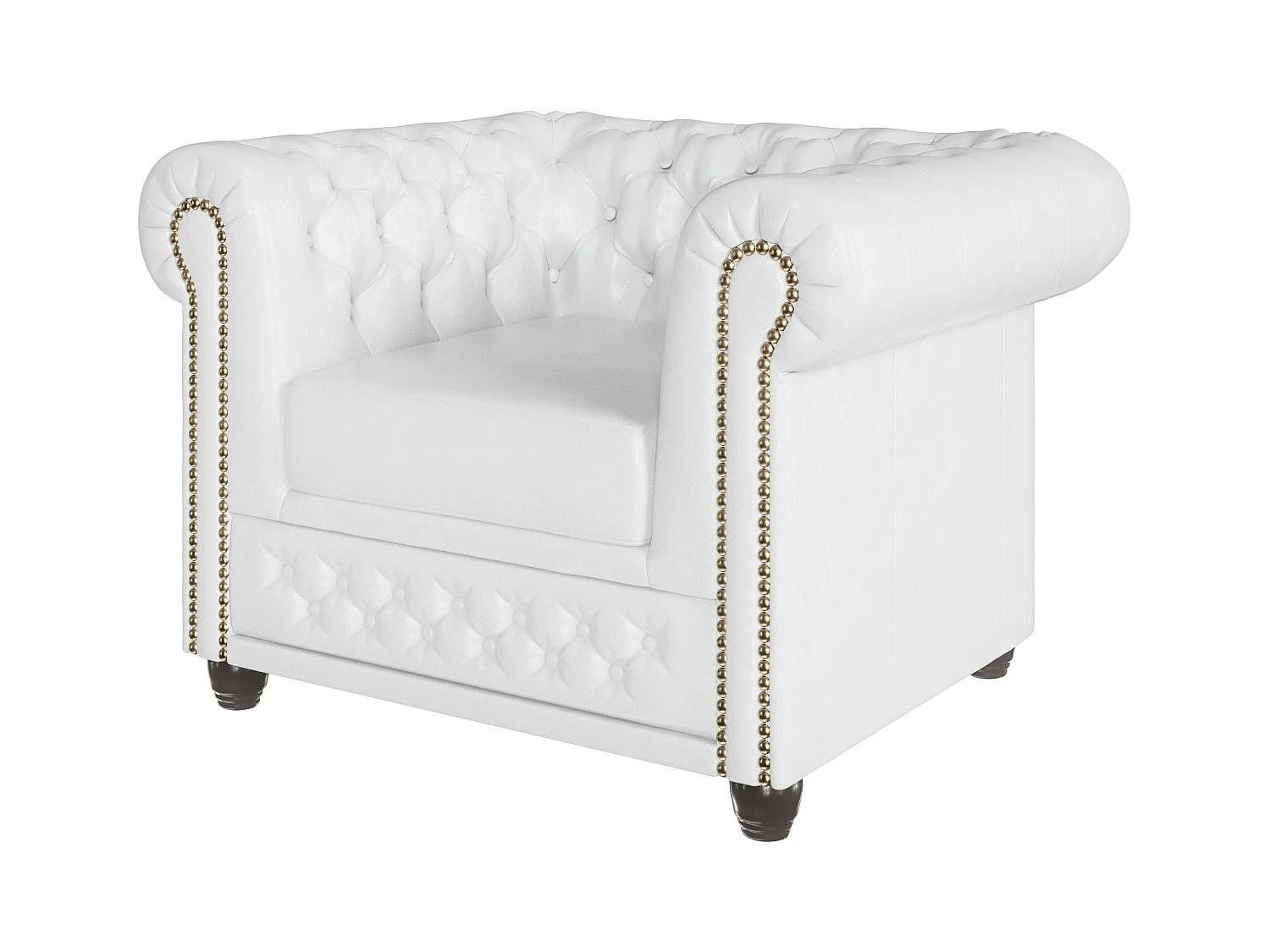 Chesterfield Sessel aus veganem Leder mit Holzbeinen - Rex