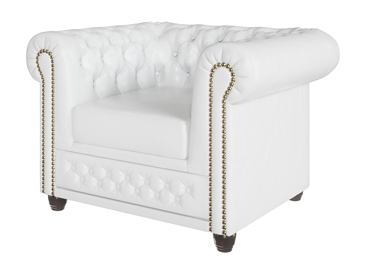 Chesterfield Sessel aus veganem Leder mit Holzbeinen - Rex