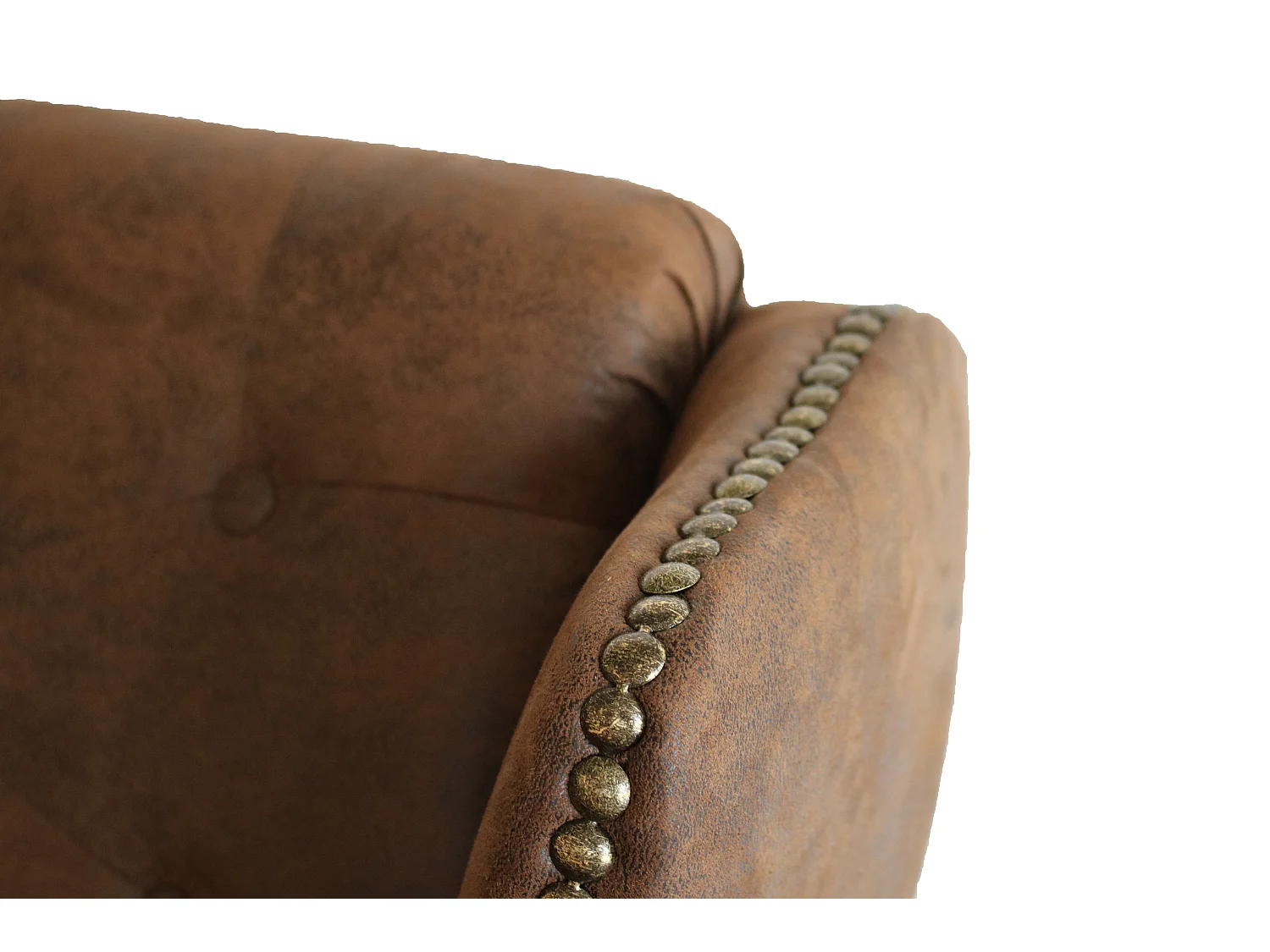 Chesterfield Ohrensessel Nora mit Steppung und Holzbeinen aus Luxusmicrofaser Vintageoptik