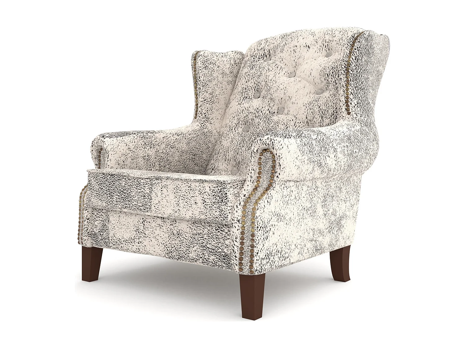 Chesterfield Ohrensessel Nora mit Steppung und Holzbeinen aus Luxusmicrofaser Vintageoptik