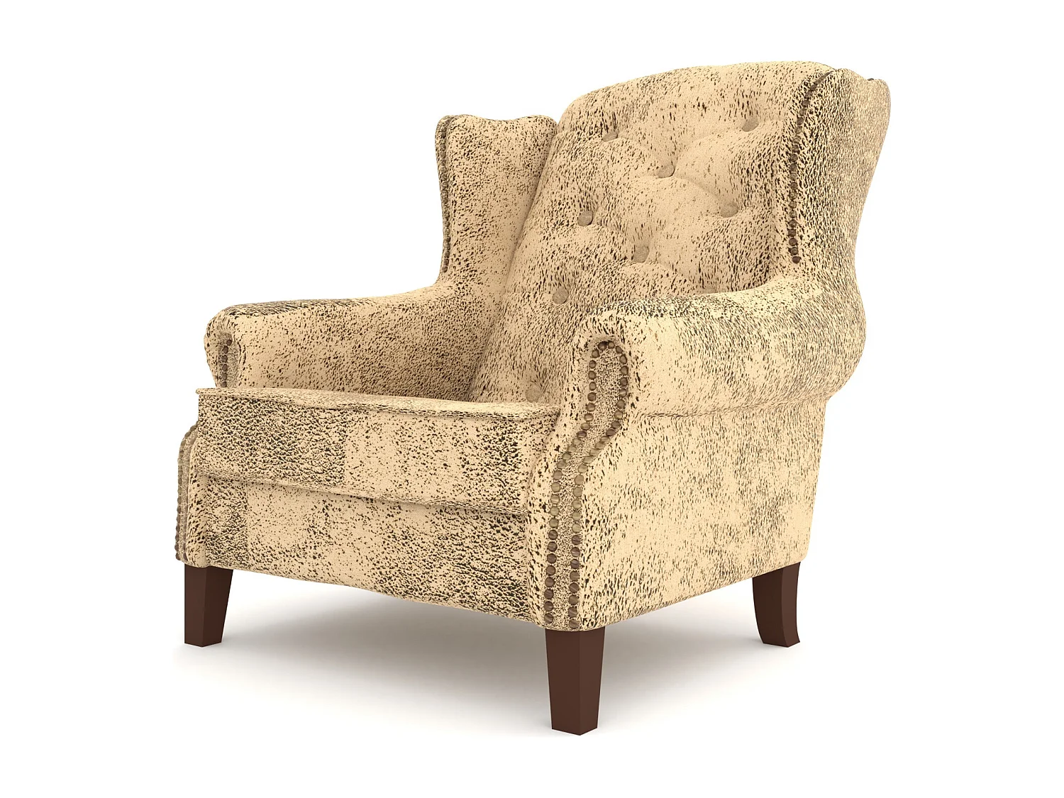 Chesterfield Ohrensessel Nora mit Steppung und Holzbeinen aus Luxusmicrofaser Vintageoptik