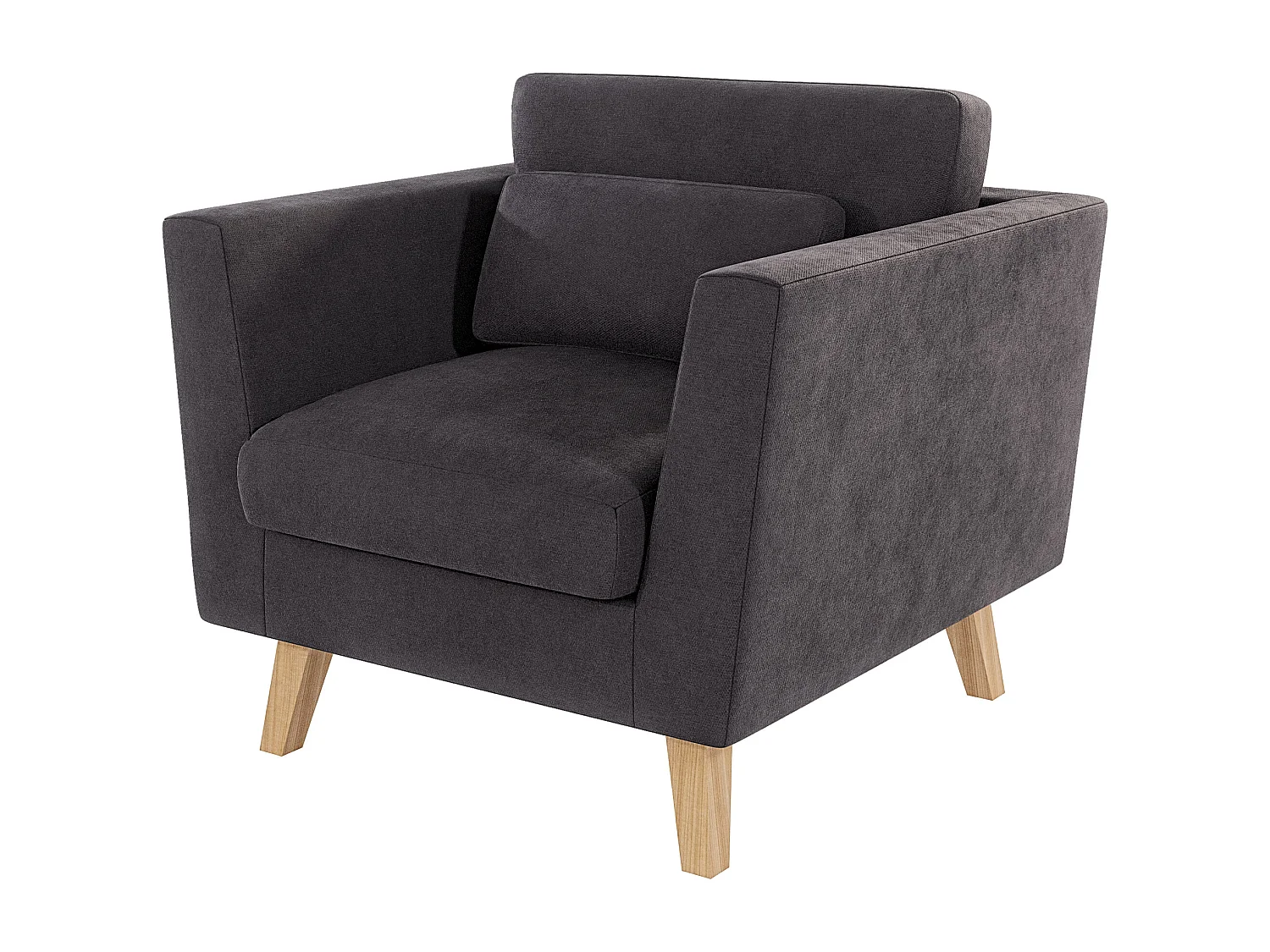 Fauteuil avec pieds en bois de style scandinave Tristan