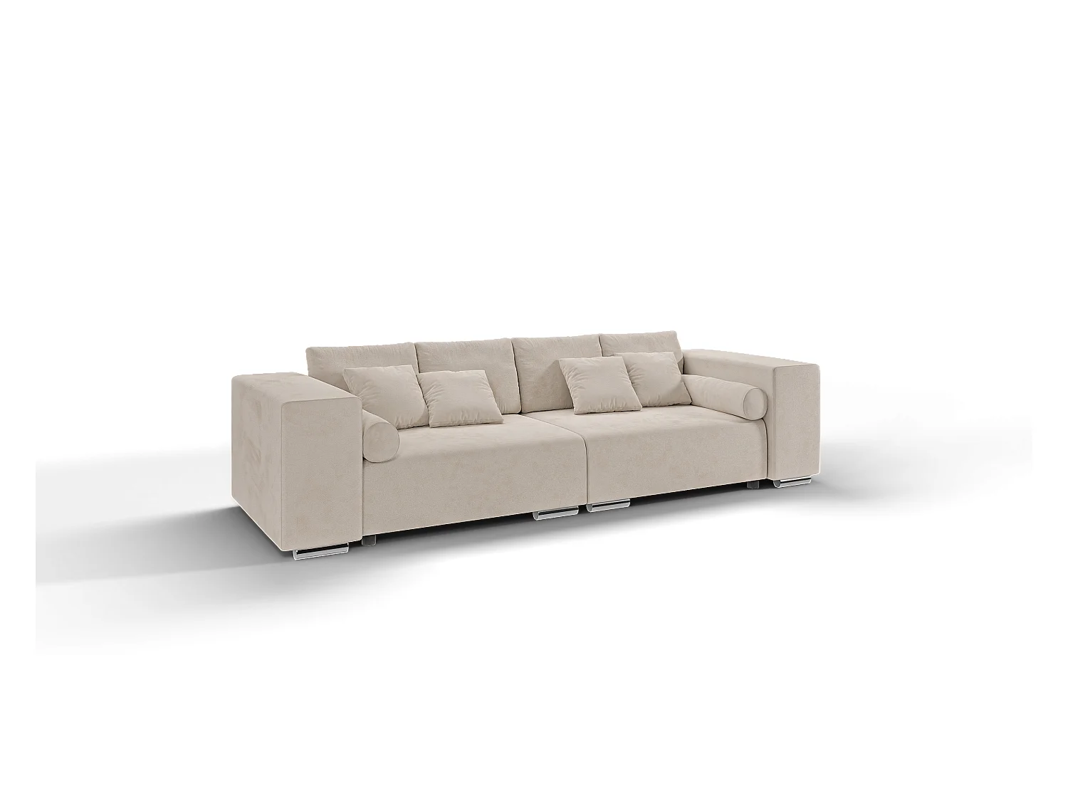 Big Sofa Ethan mit Schlaffunktion, Boxspringfederung, Lounge Sofa mit vielen losen Kissen