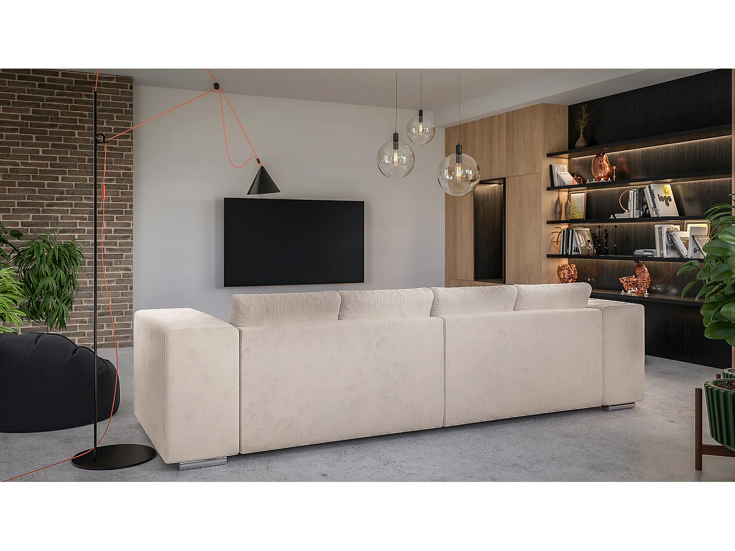 Big Sofa Ethan mit Schlaffunktion, Boxspringfederung, Lounge Sofa mit vielen losen Kissen