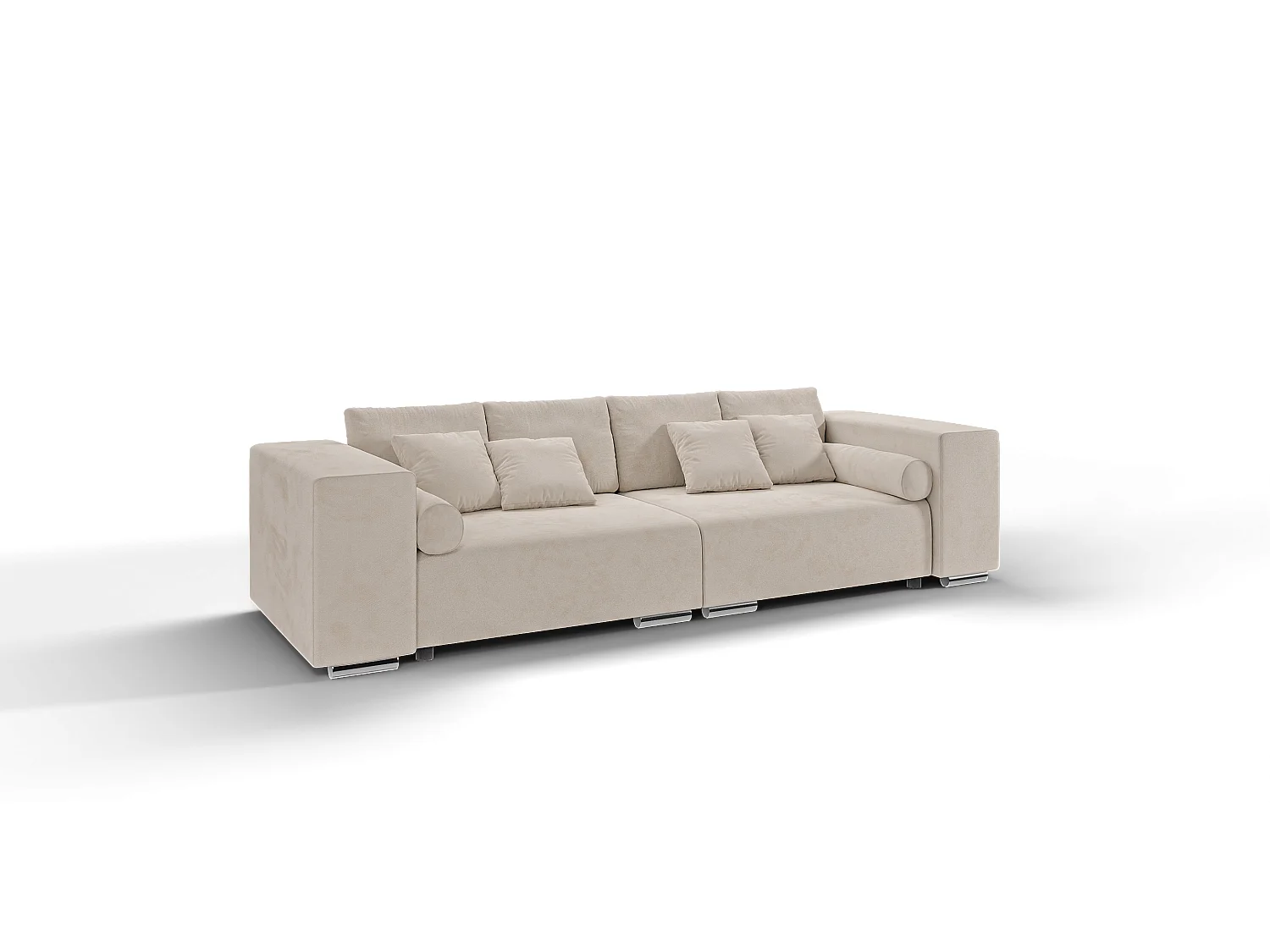 Big Sofa Ethan mit Schlaffunktion, Boxspringfederung, Lounge Sofa mit vielen losen Kissen