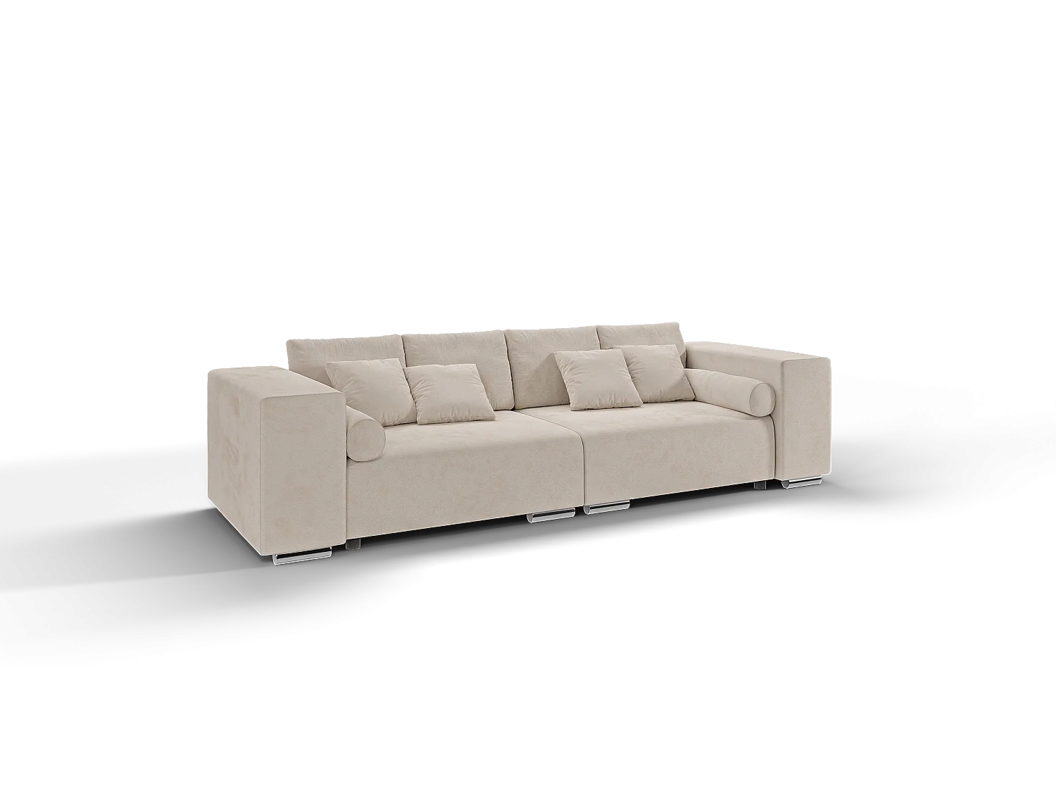 Big Sofa Ethan mit Schlaffunktion, Boxspringfederung, Lounge Sofa mit vielen losen Kissen