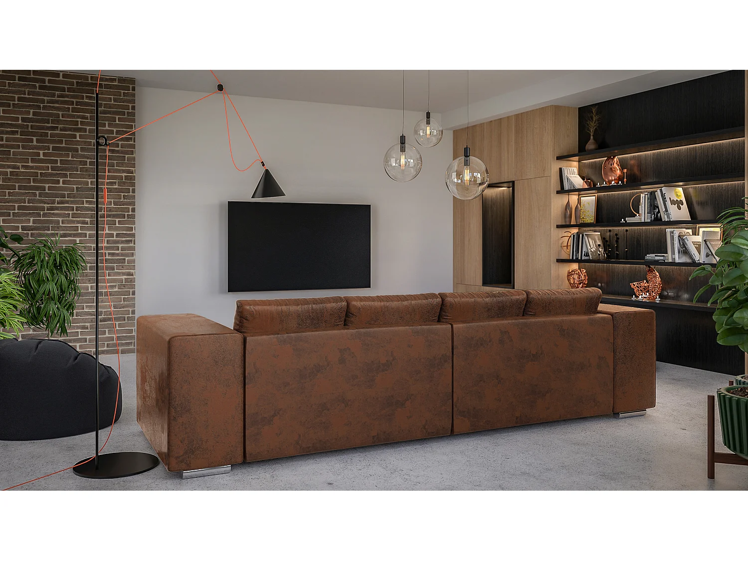 Big Sofa Tessa mit Schlaffunktion, Boxspringfederung, Lounge Sofa mit vielen losen Kissen