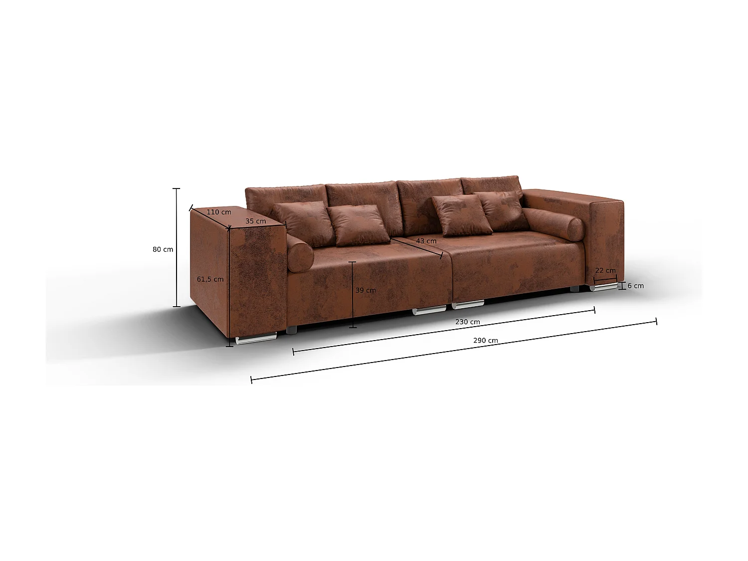 Big Sofa Tessa mit Schlaffunktion, Boxspringfederung, Lounge Sofa mit vielen losen Kissen