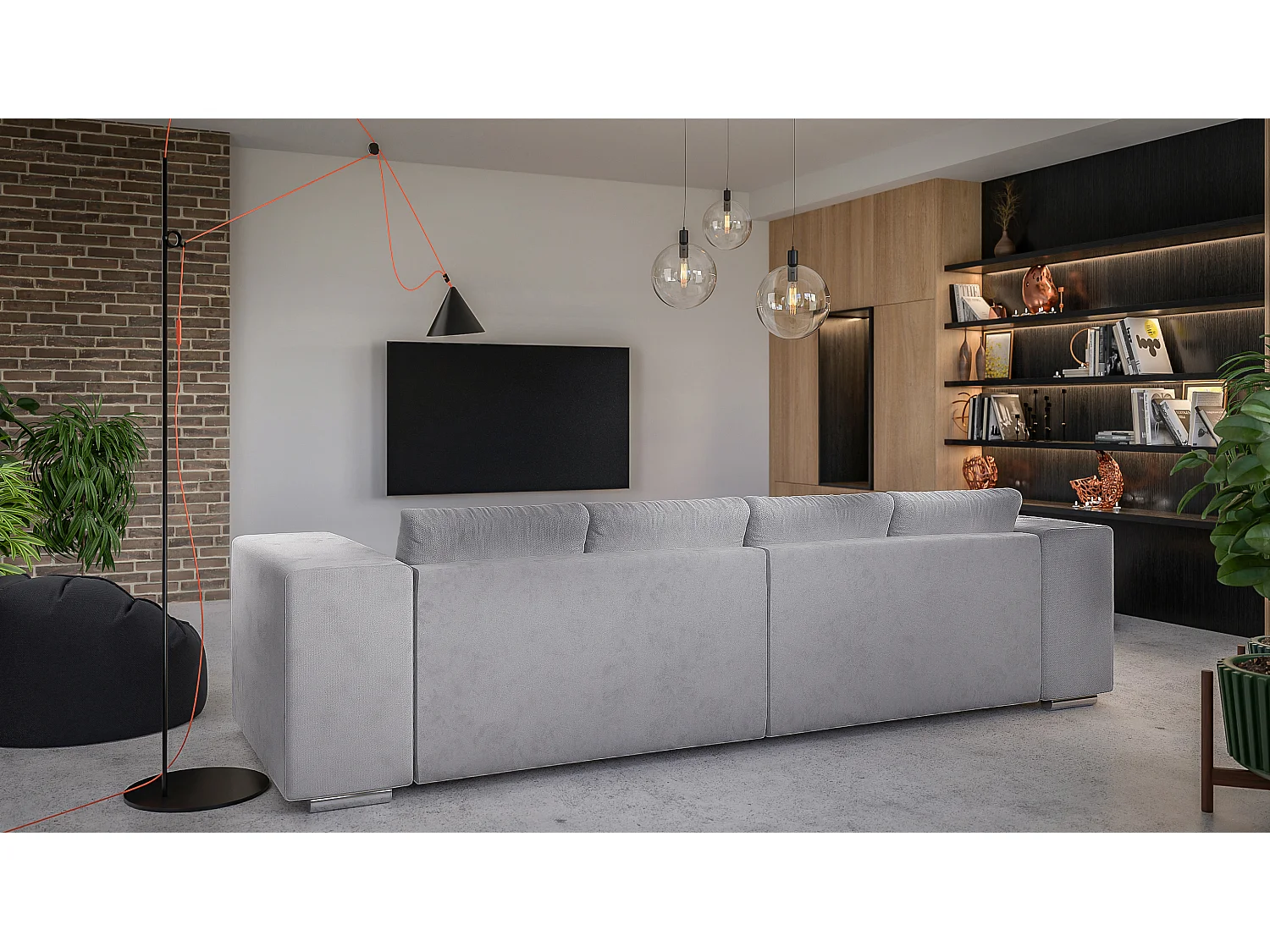 Big Sofa Ethan mit Schlaffunktion, Boxspringfederung, Lounge Sofa mit vielen losen Kissen