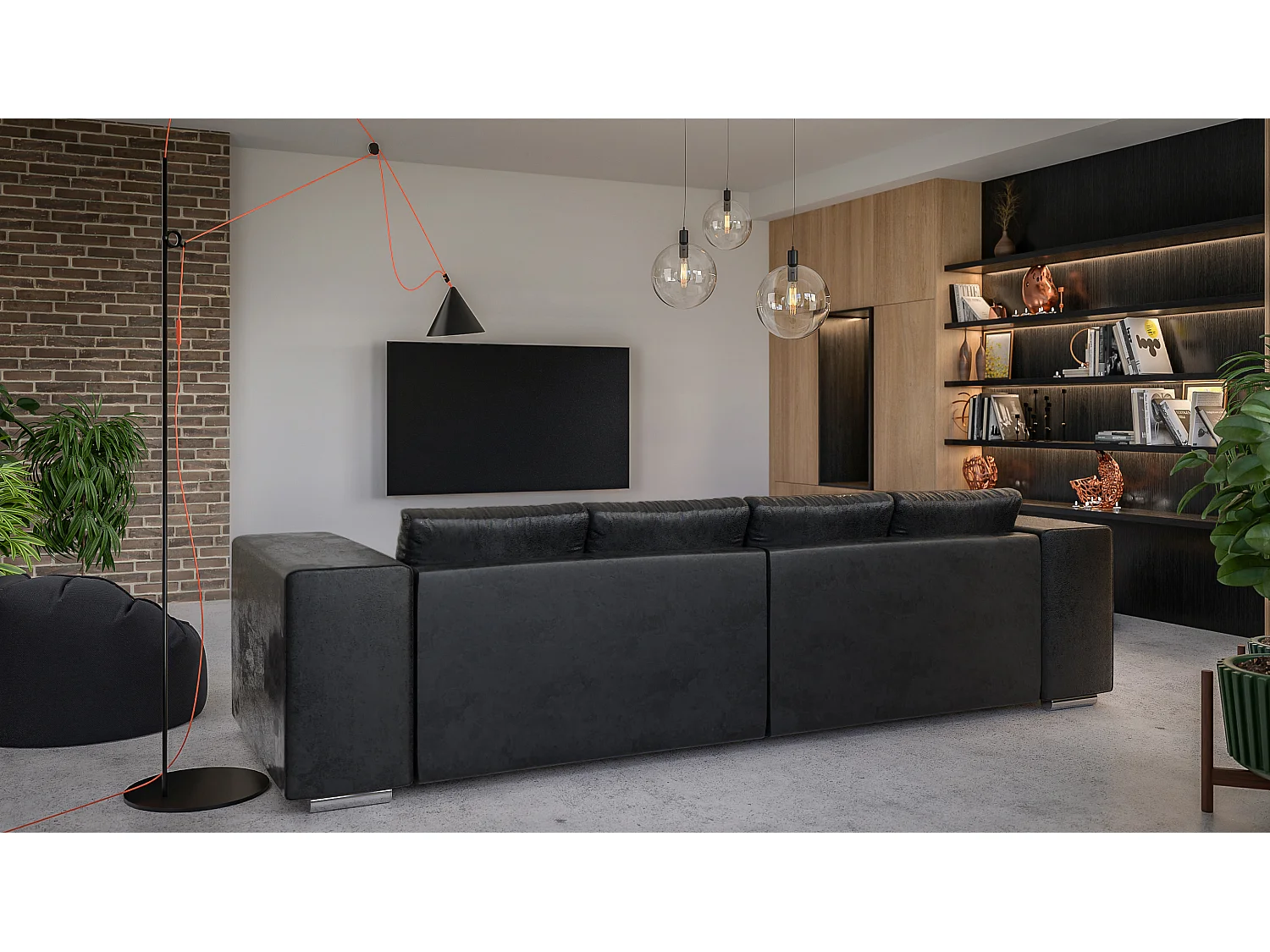 Big Sofa Tessa mit Schlaffunktion, Boxspringfederung, Lounge Sofa mit vielen losen Kissen