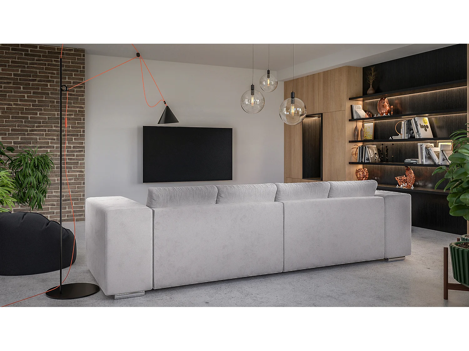 Big Sofa Ethan mit Schlaffunktion, Boxspringfederung, Lounge Sofa mit vielen losen Kissen