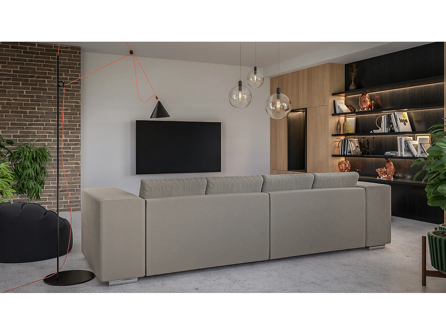 Big Sofa Ethan mit Schlaffunktion, Boxspringfederung, Lounge Sofa mit vielen losen Kissen