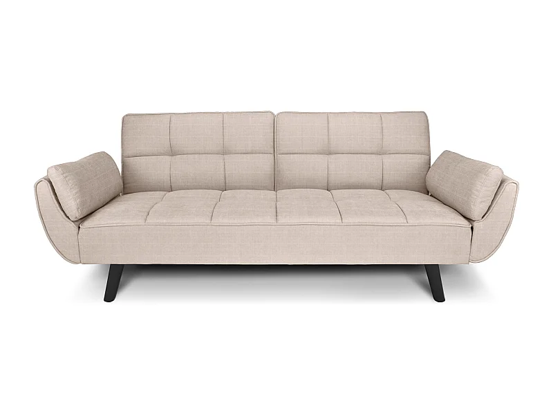 Divano letto clic clac in tessuto beige piede nero mod. Ambra
