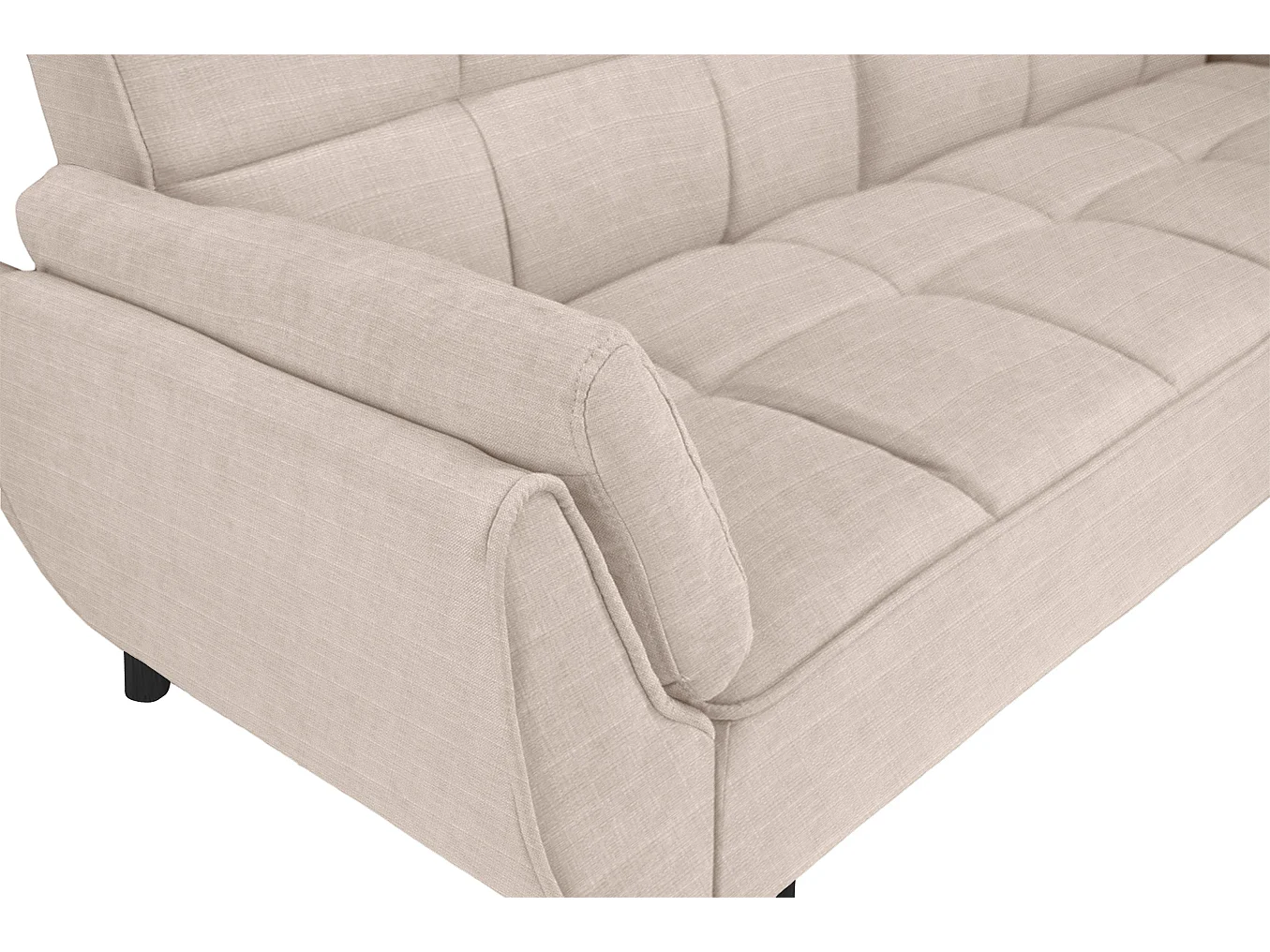 Divano letto clic clac in tessuto beige piede nero mod. Ambra