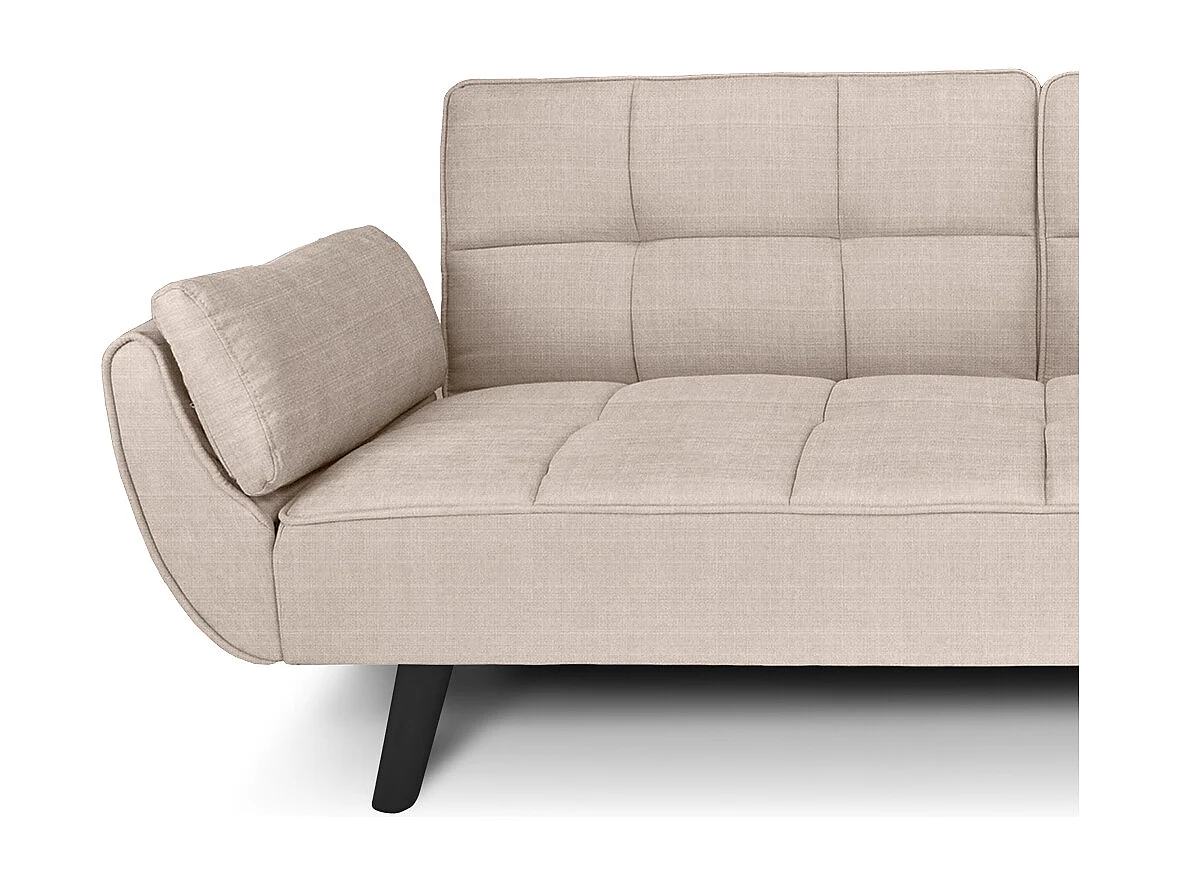 Divano letto clic clac in tessuto beige piede nero mod. Ambra