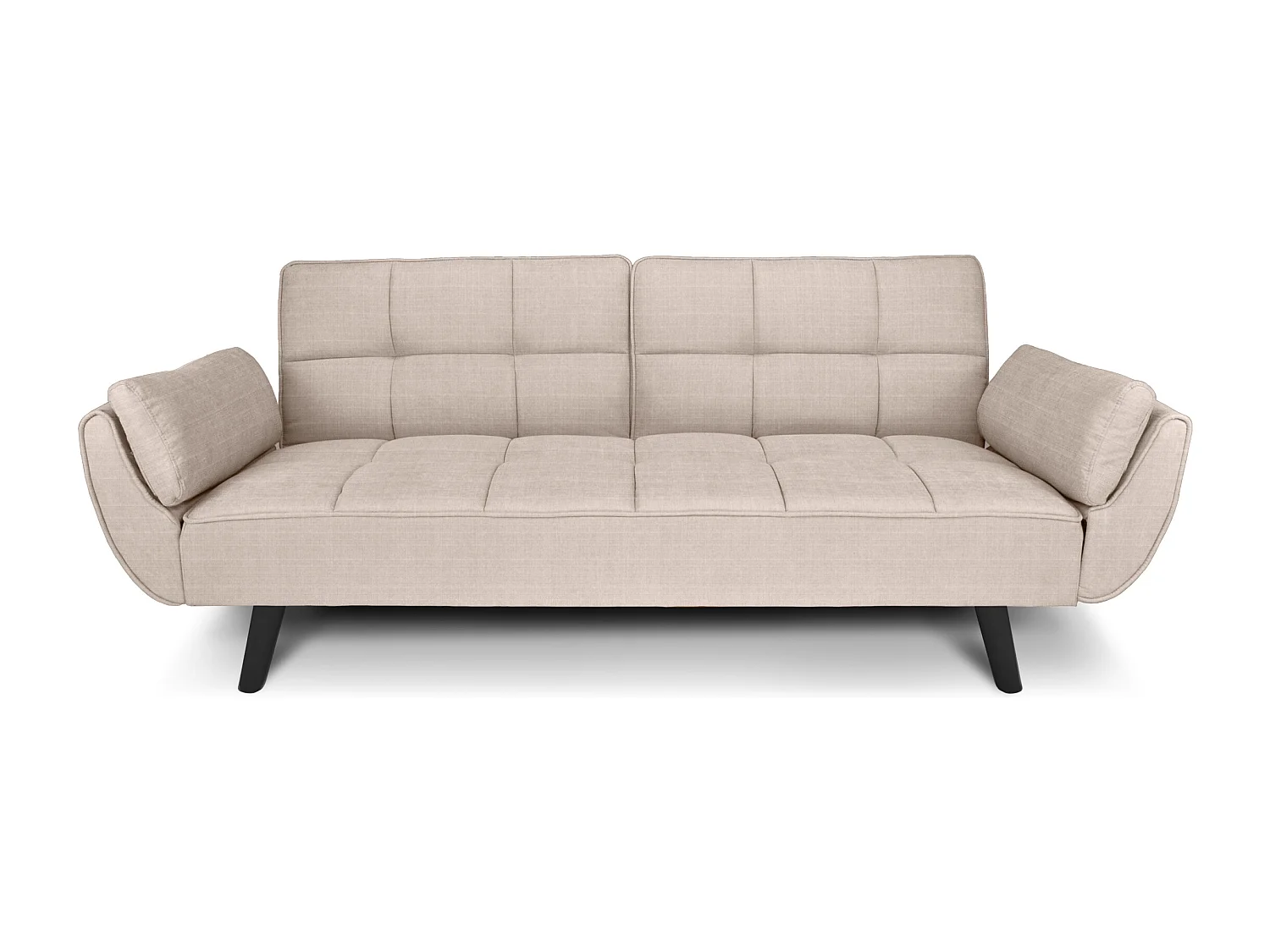 Divano letto clic clac in tessuto beige piede nero mod. Ambra