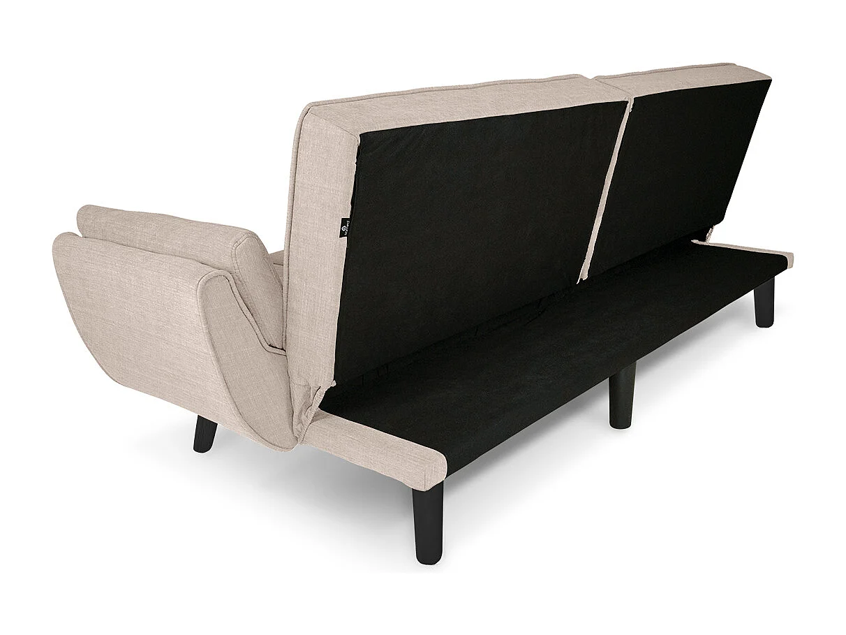 Divano letto clic clac in tessuto beige piede nero mod. Ambra