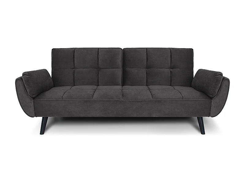 Divano letto clic clac in velluto grigio piede nero mod. Ambra